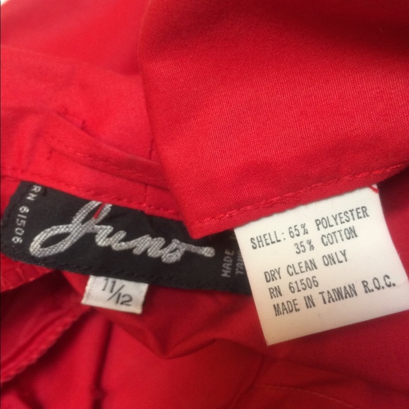 Vintage 80s Juno skirt suit red cotton size 11 - Picture 8 of 9